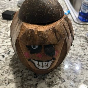 Pirate head made out of a coconut